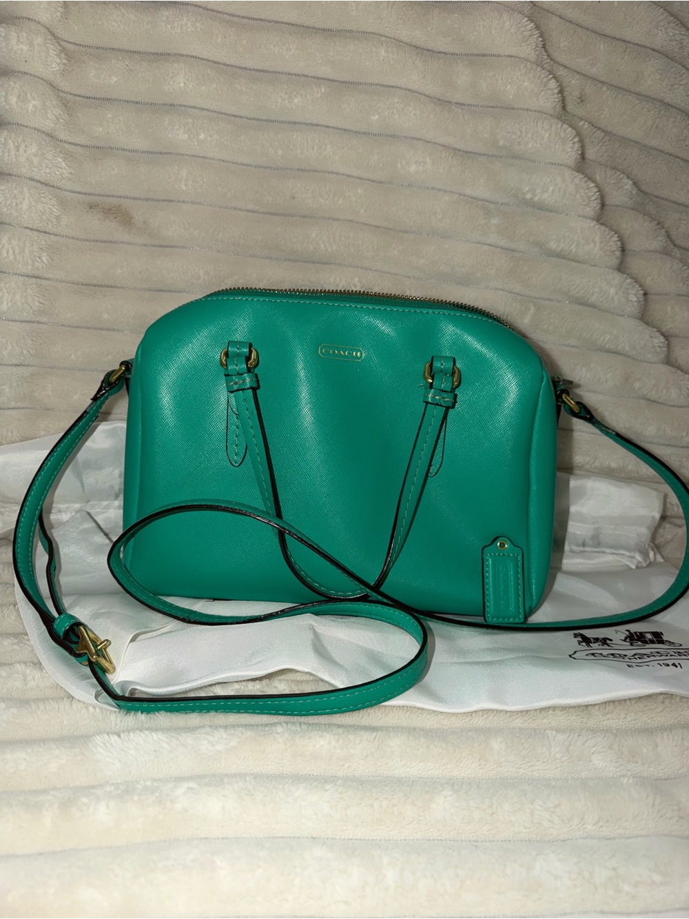COACH Teal Green Leather Crossbody Bag